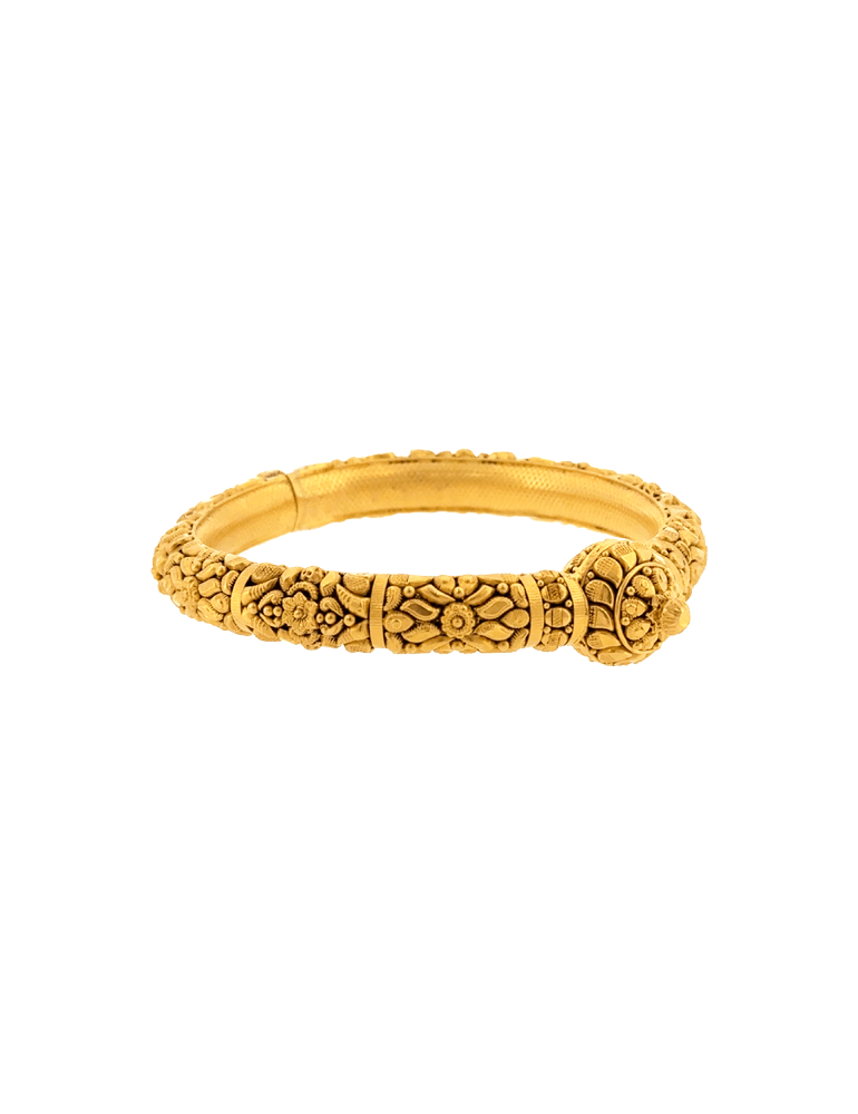 Antique Rajmudra Gold Bangle - 22 Karat