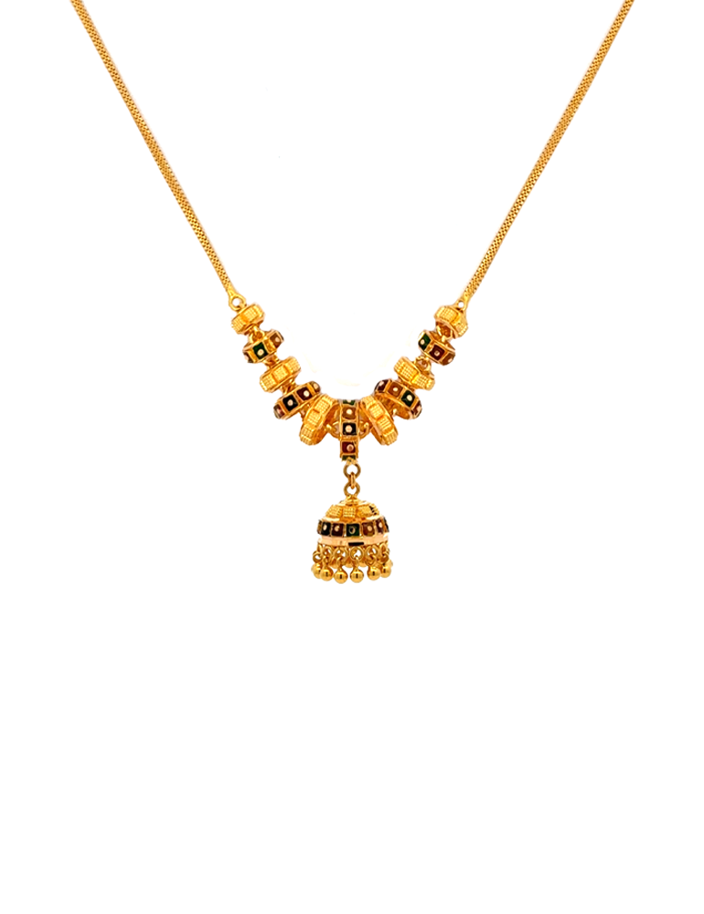 Gold Set With Meenakari Work - 22 Karat