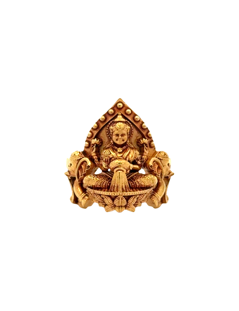 Lakshmi Blessings Gold Ring - 22 Karat