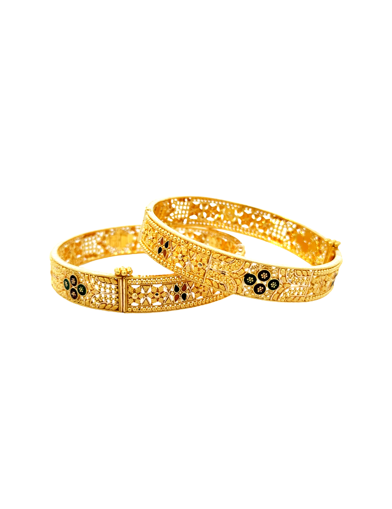 Meenakari Gold Bangles 22kt - Set of 2