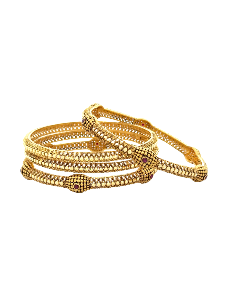Noorjaal Antique Gold Bangles 22kt - Set of 6