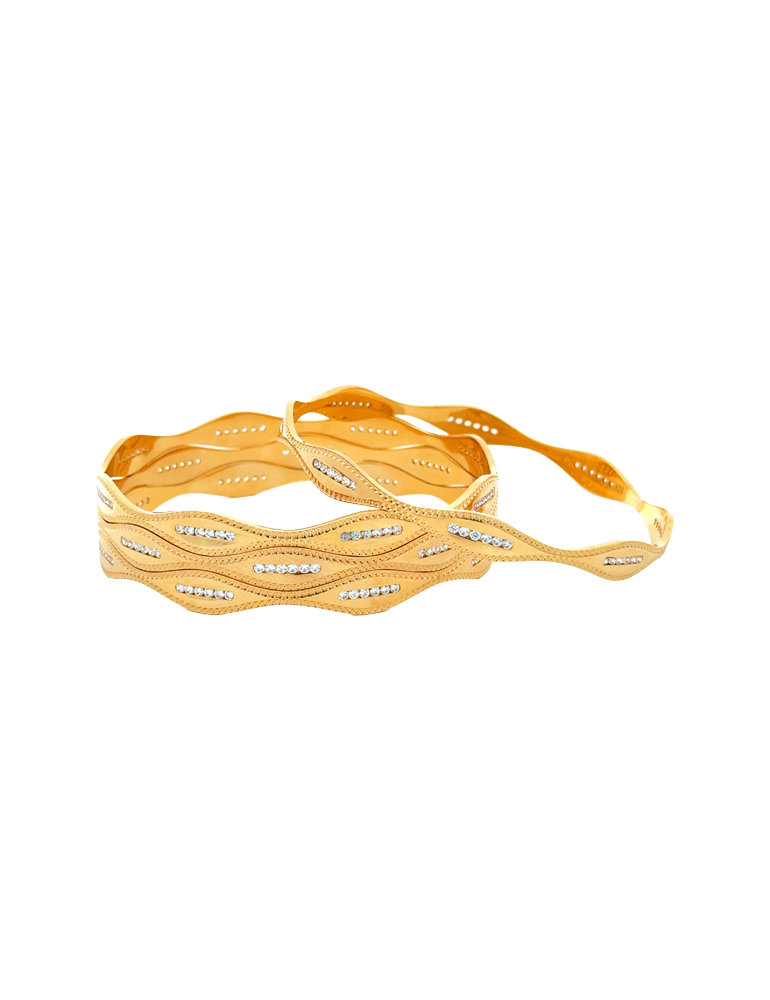 Crystal Tide Gold Bangles22kt - Set of 4