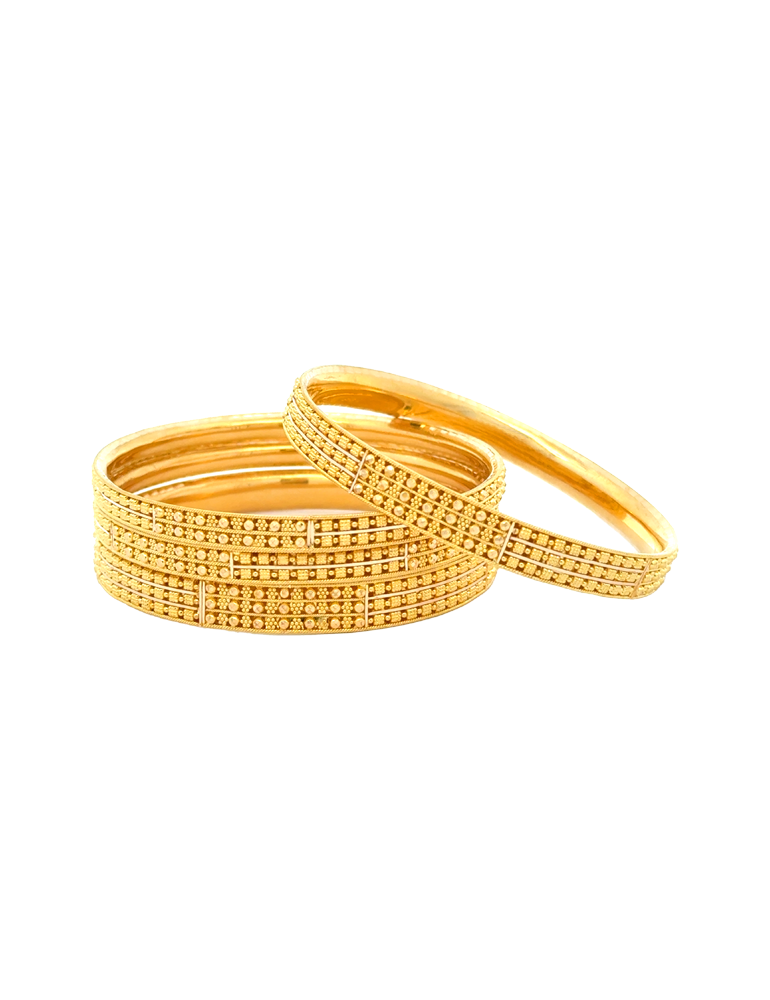 Nakshgrid Pattern Bangles 22kt - Set of 6
