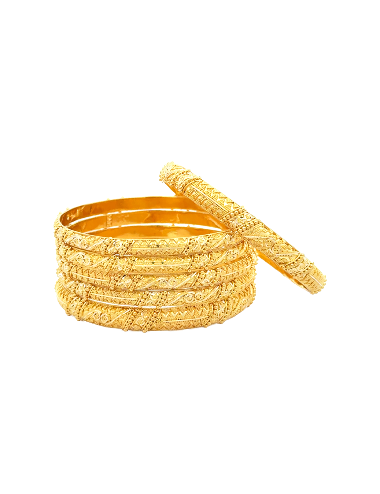 Latticewave Gold Bangles 22kt - Set of 6