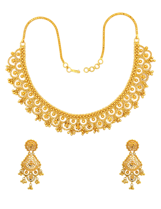 22 Kt Yellow Gold Set With Earrings