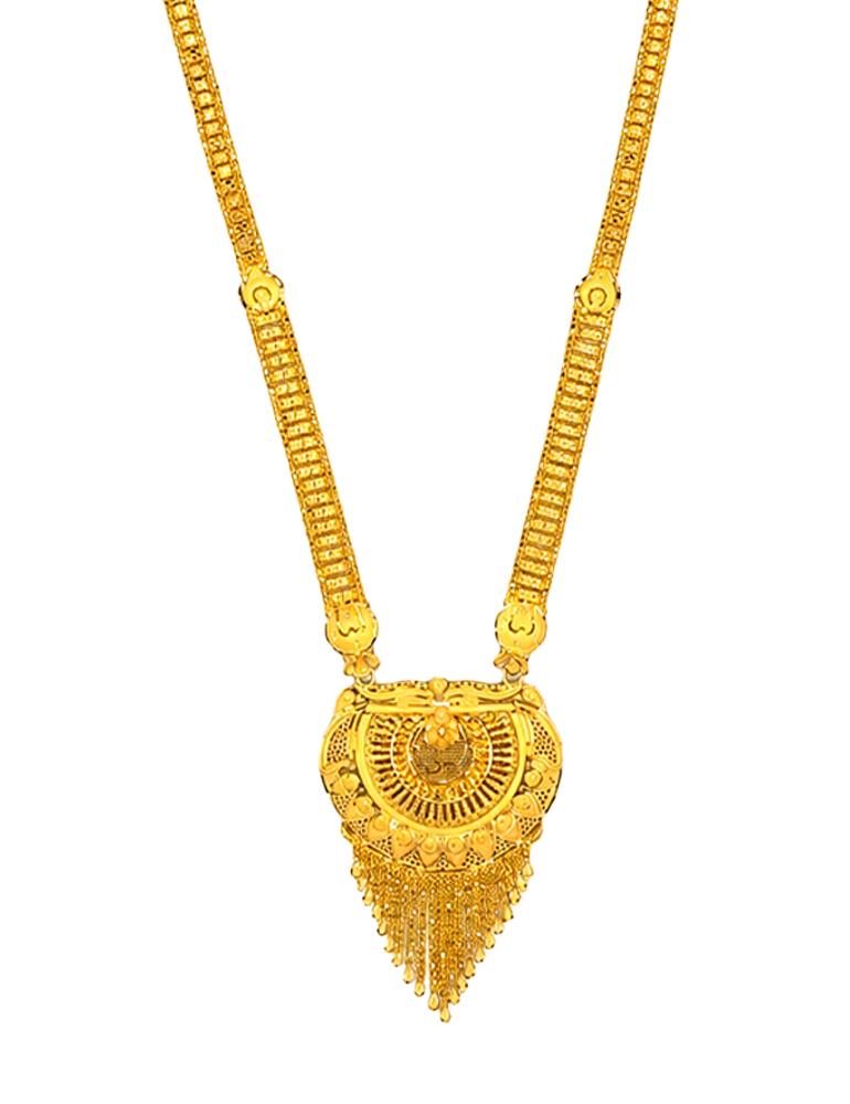 Rajmahal Tassel Temple Necklace Set With Earrings - 22 Karat