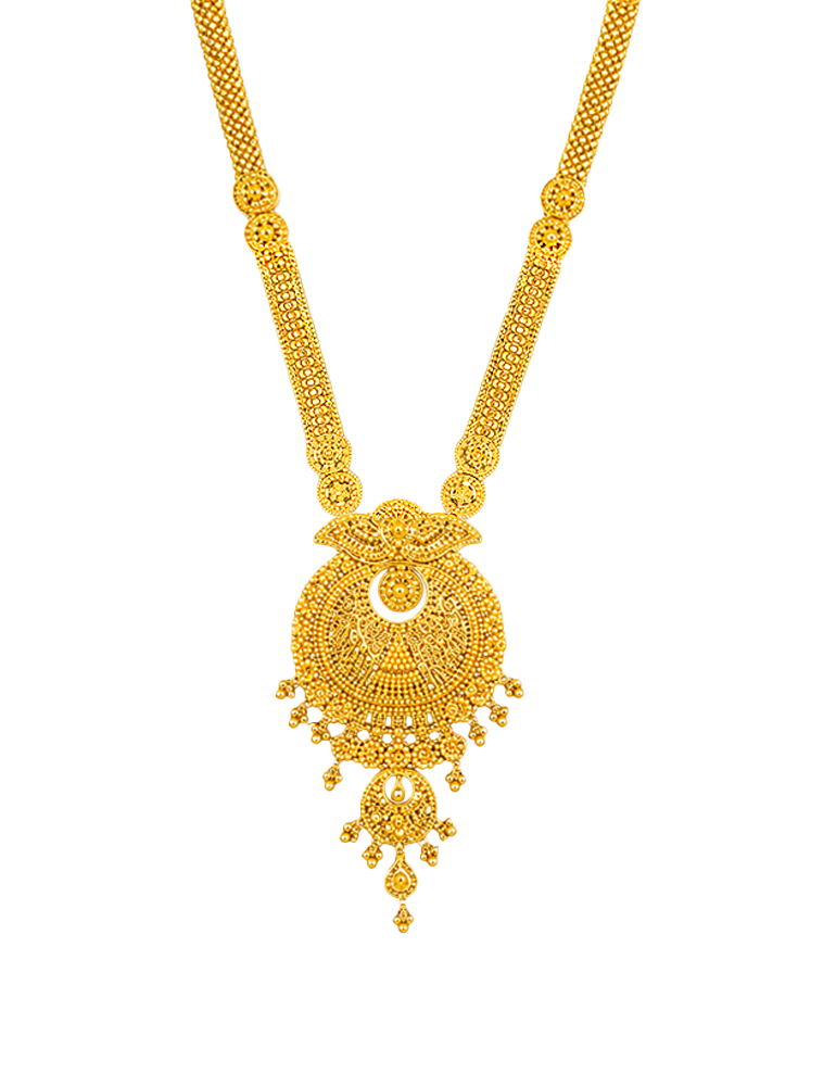 Elegant Mayurdhwani Gold Necklace With Earrings - 22 Karat
