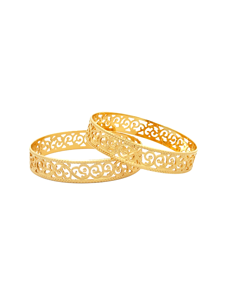 Victorian Scroll Gold Bangle 22kt - Set of 2