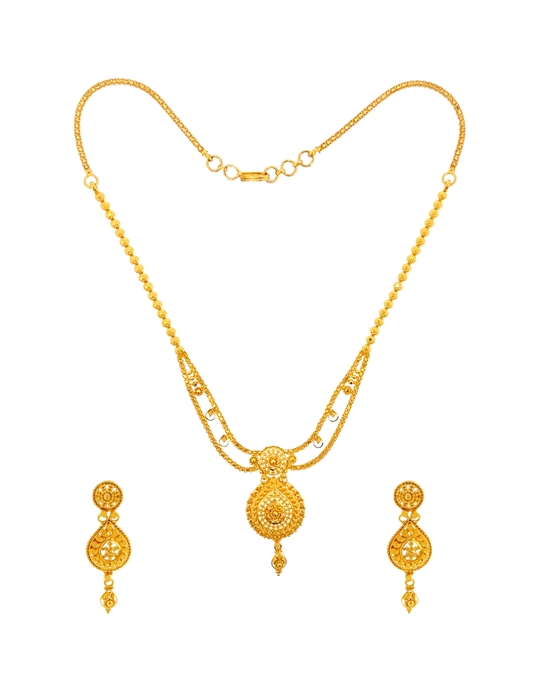 Hemanjali Layered Pendant Set - 22 Karat