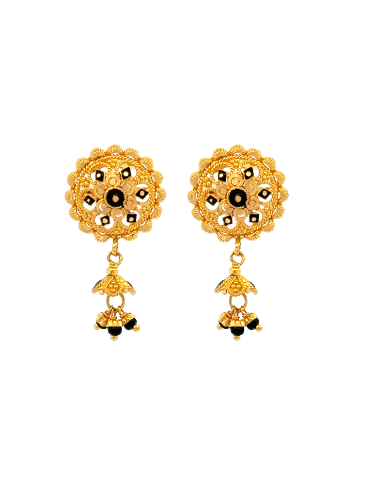 ShyamRang Floral Drop Gold Earrings 22 Karat