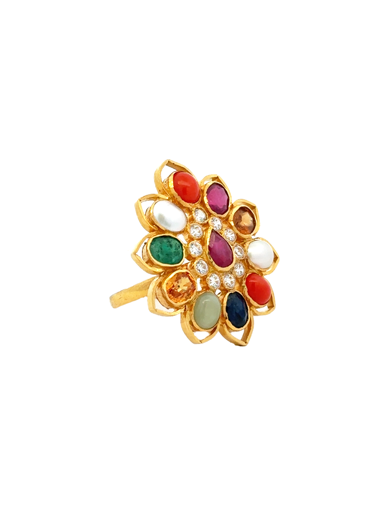 Navrangi Blossom Gold Ring 22 Karat
