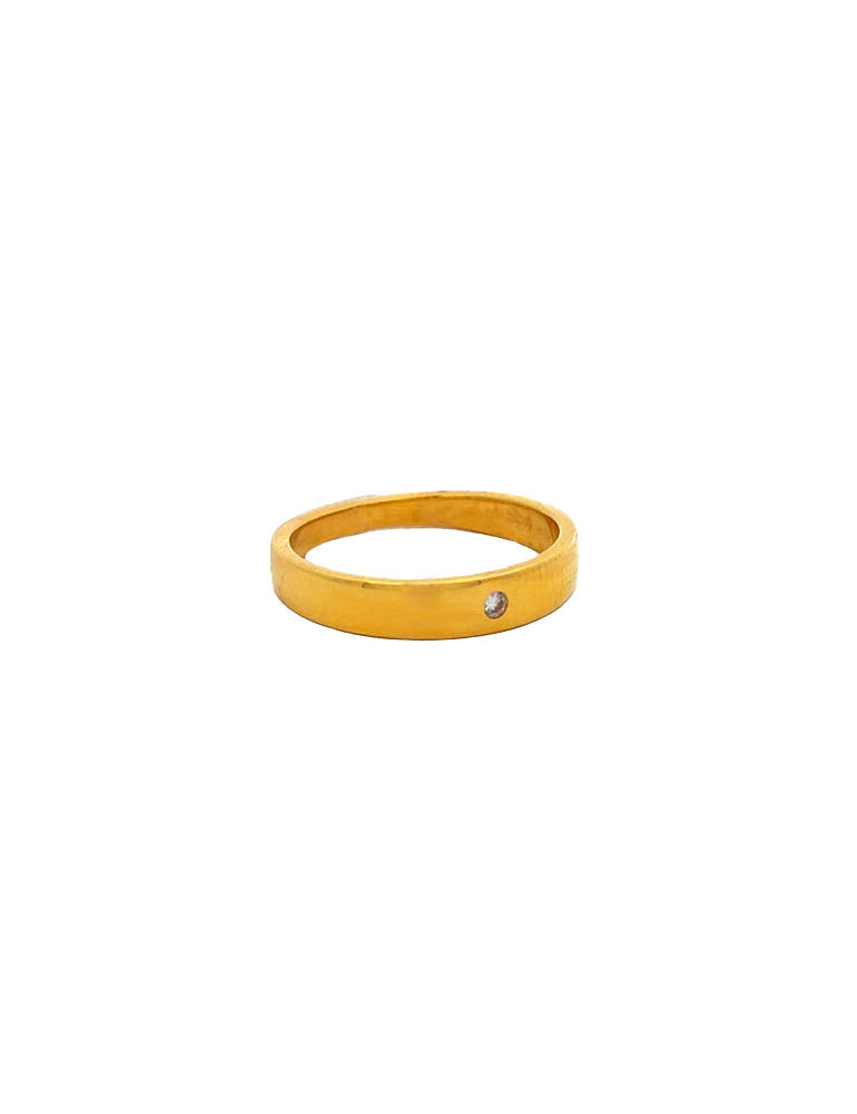 Unisex Gold CZ Solitaire Band - 22 Karat