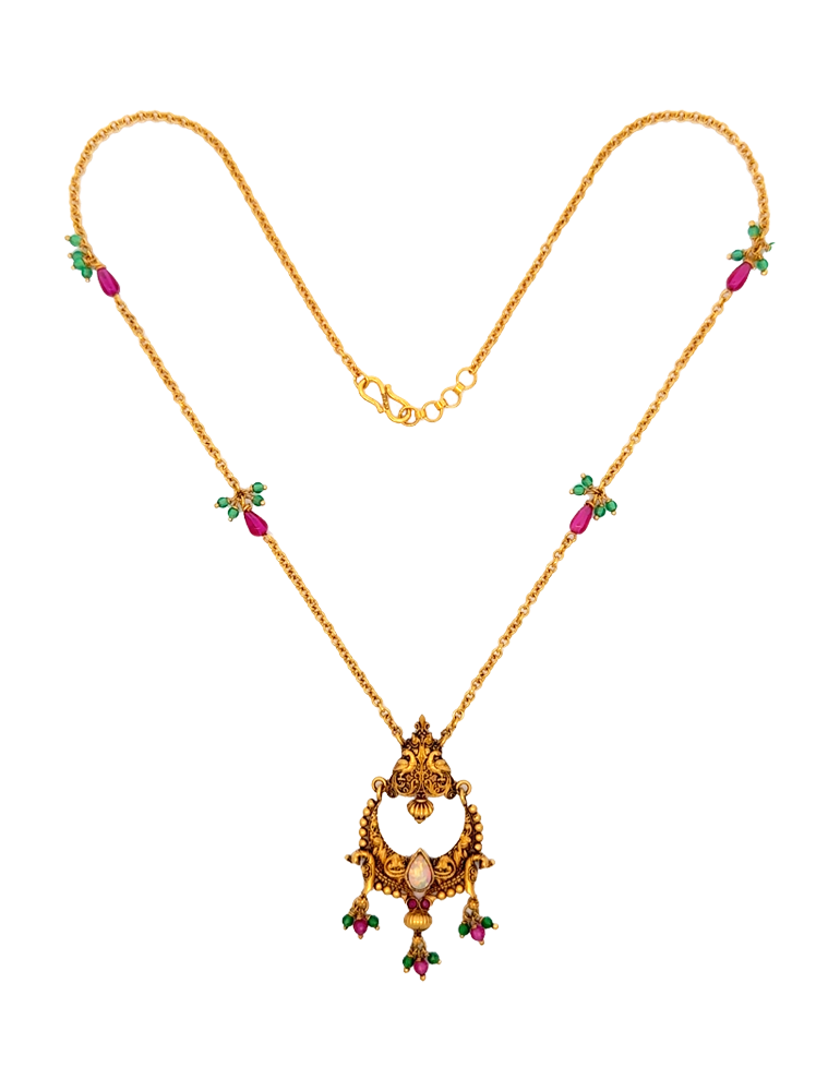 Antique Floral Arch Necklace - 22 Kt