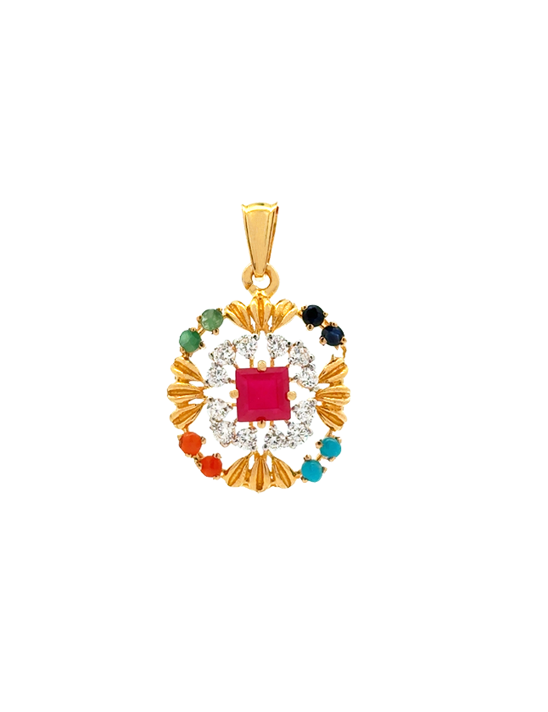 Navarathna Gold Pendant Set