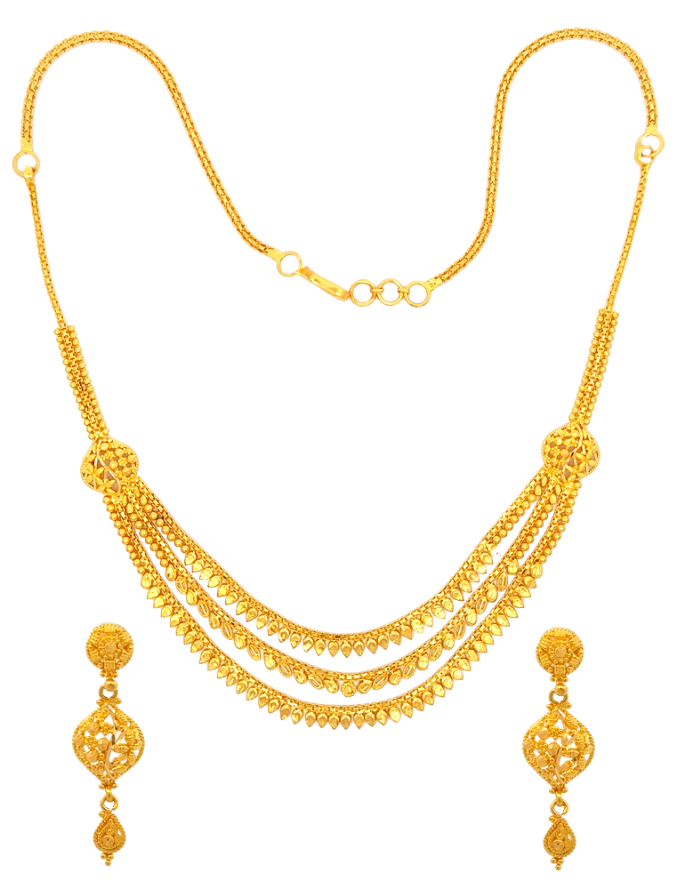 Gold Necklace Set with Earrings 22 Karat