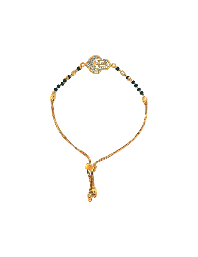 Gold CZ Tessal Adjustable Bracelet 22 Karat