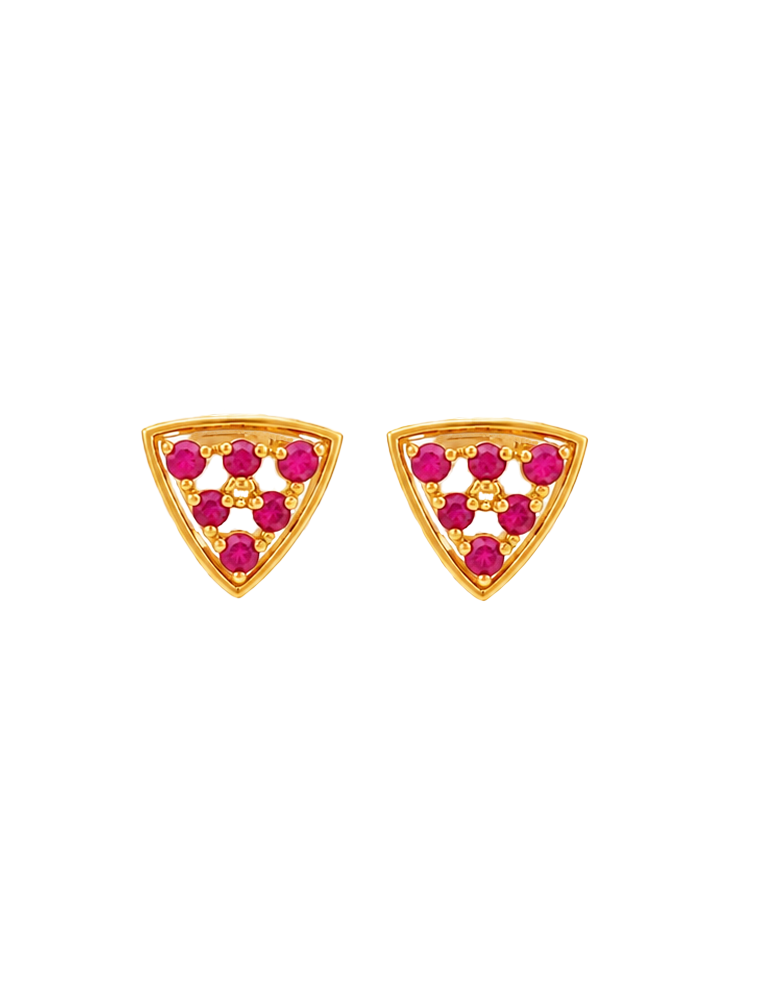 Scarlet Prism Stud Earrings - 22 Karat