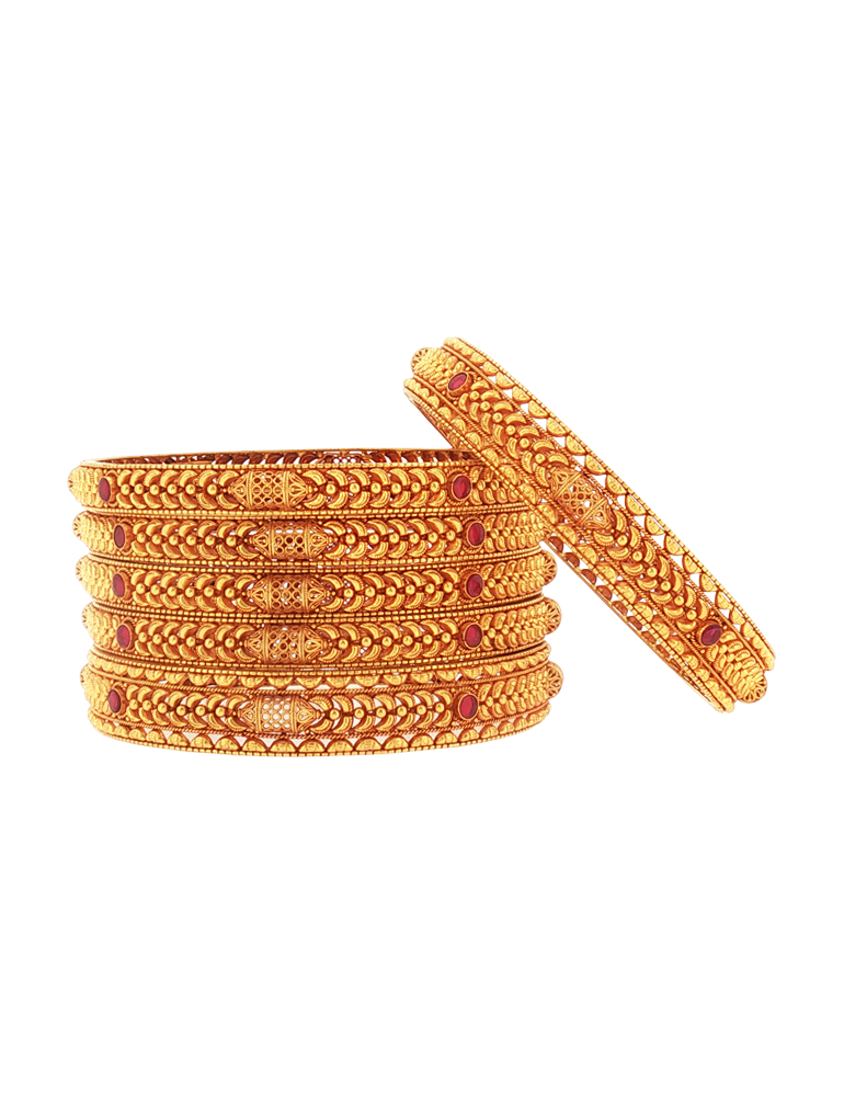 Kumkumrekha Gold Bangle 22K - Set of 6