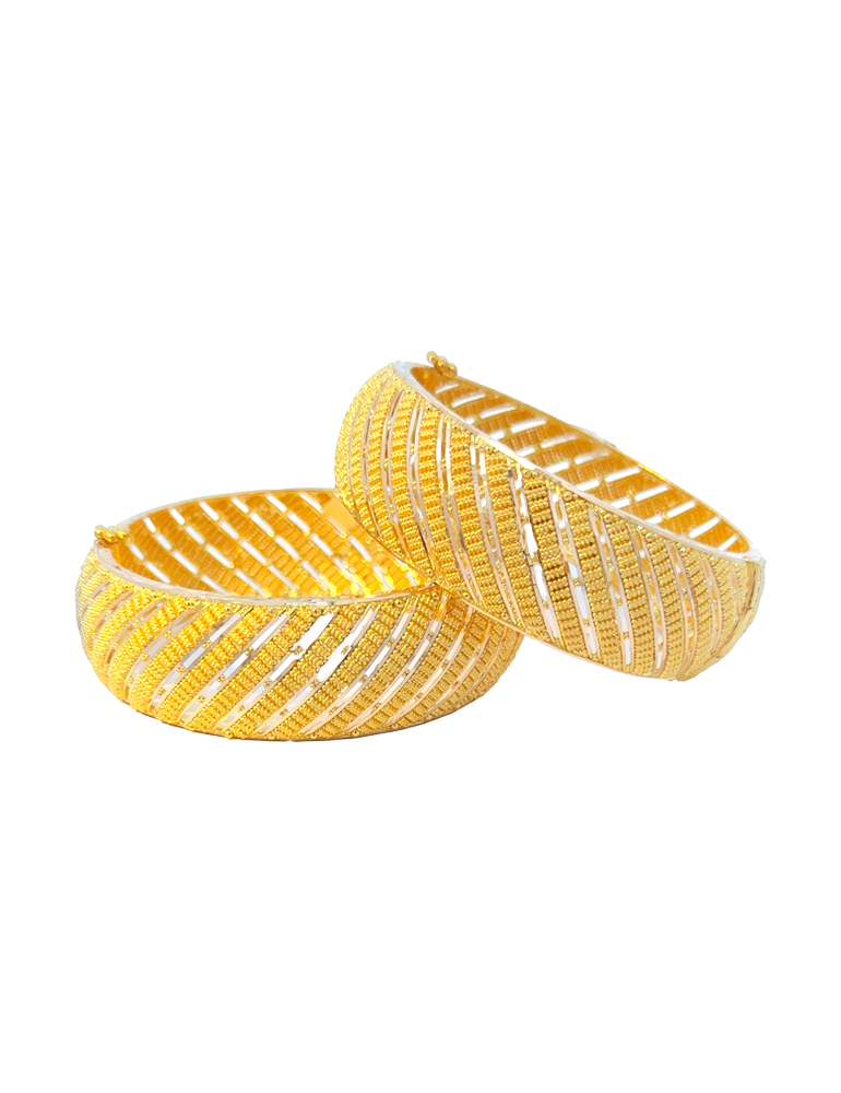 Sleek Embossed Gold Bangles 22 Karat Set Of 4 aabhushan Jewelers