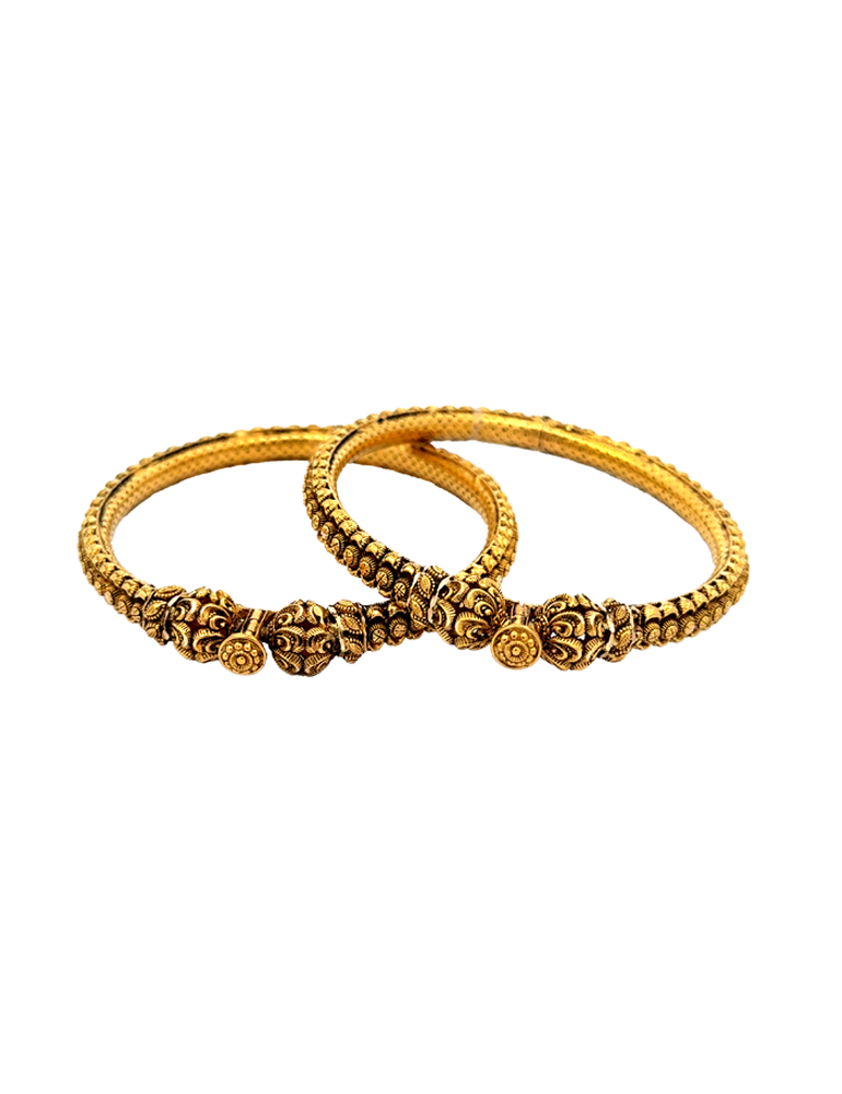 22 Kt Gold Antique Bangles - Set of 2