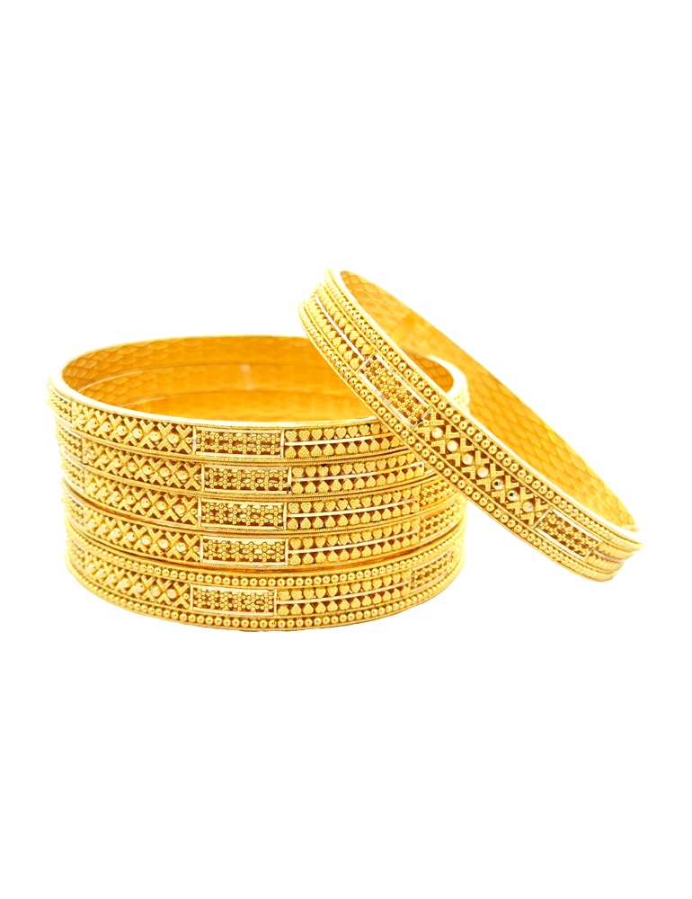 Gold Bangles 22kt - Set Of 6