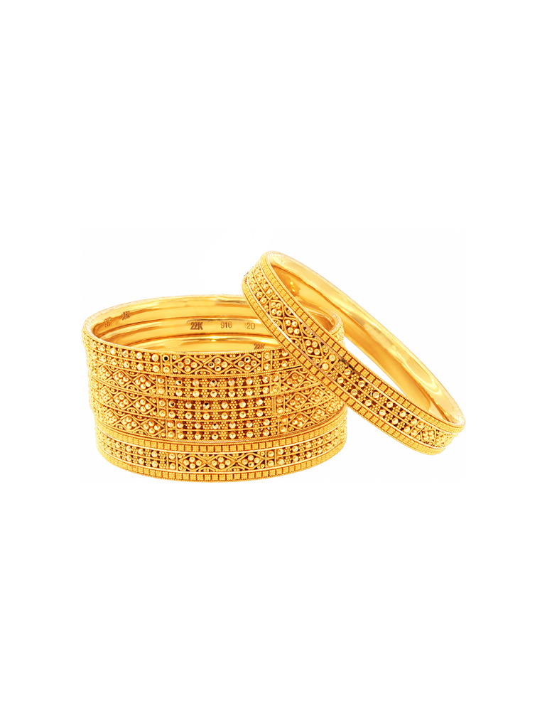 Mrinalini Artisan Gold Bangles 22kt - Set of 6