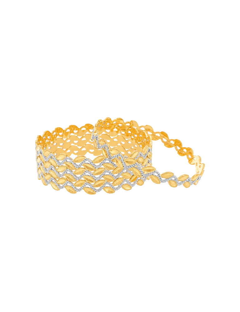 Ivy Whisper Two-Tone Bangles 22kt - Set of 4