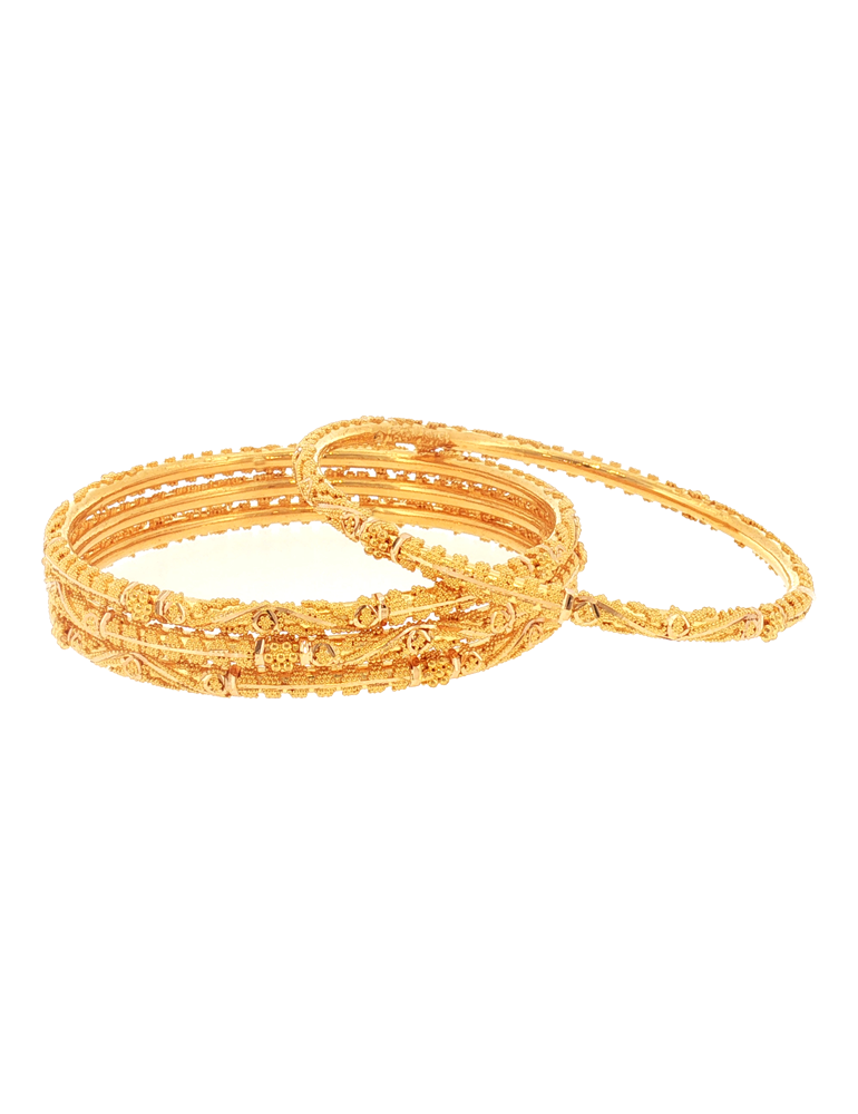 Manorama Fine Motif Gold Bangles 22kt - Set of 4