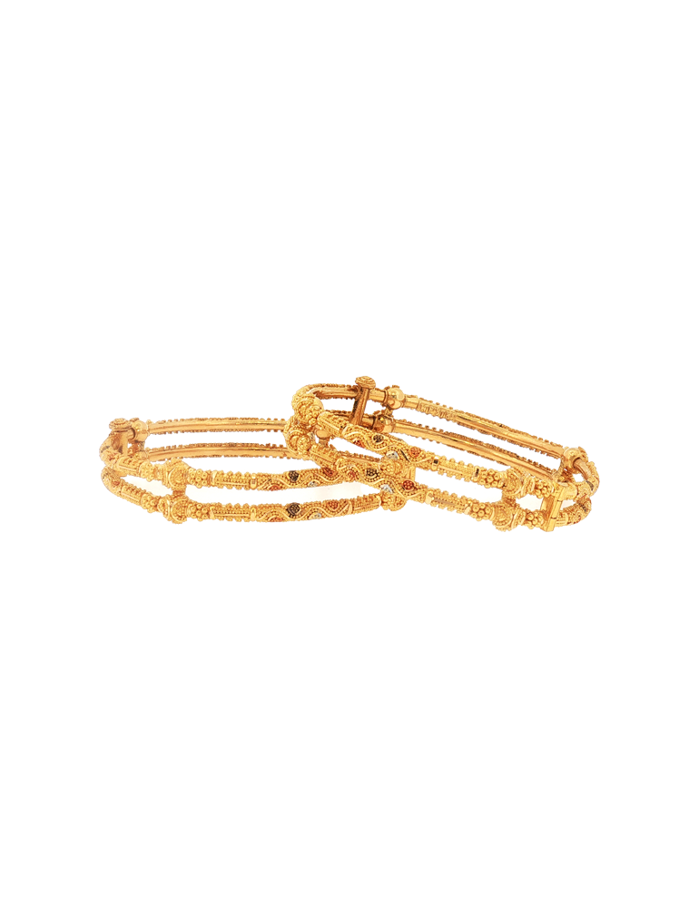 Mahal Rekha Gold Bangles 22K - Set of 2