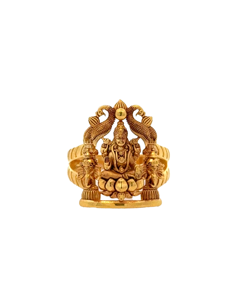 Temple Arch Lakshmi Gold Ring - 22 Karat