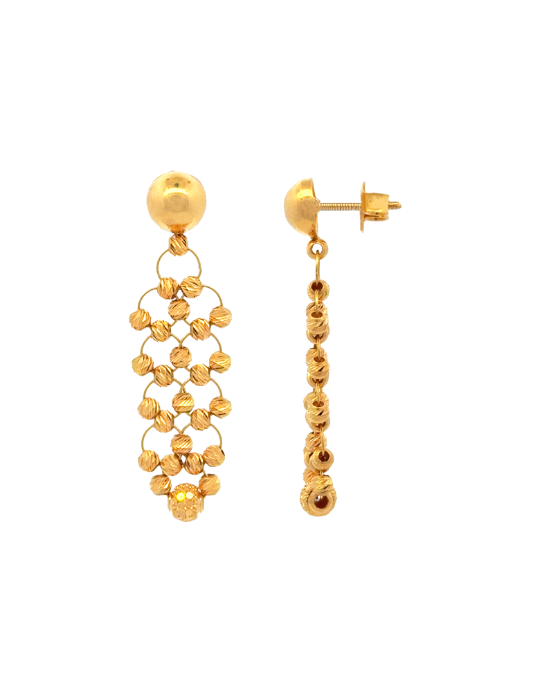 Zariya Beadfall Drape Gold Earrings - 22 Karat