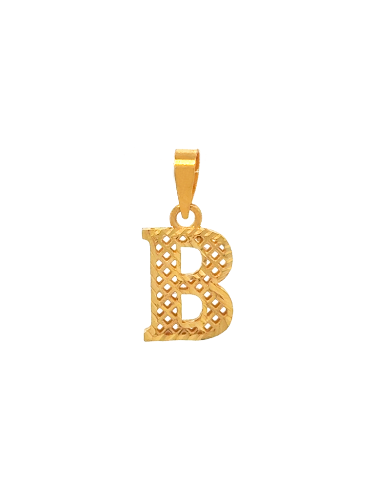 Gold Initial 'B' Pendant - 22K