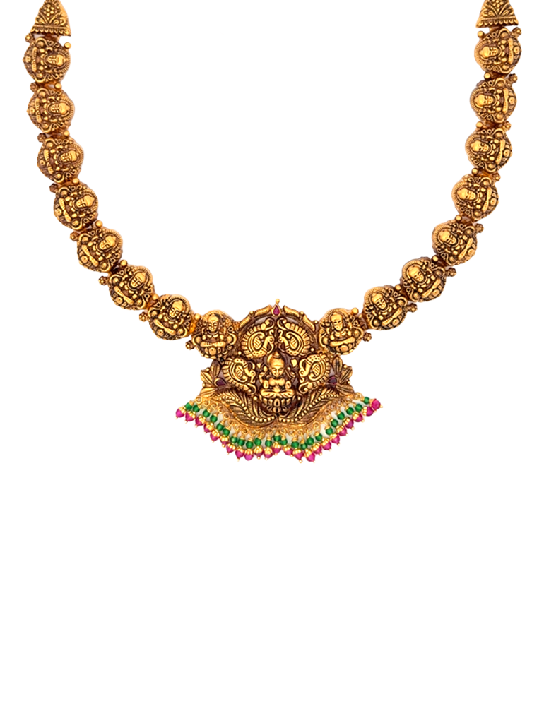 Sri Lakshmi Heritage Gold Necklace Set - with Earrings - 22 Kt
