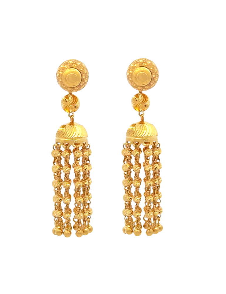 Reva Fringe Drape Earrings - 22 karat