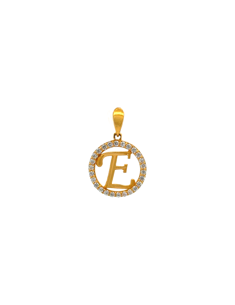 22 Karat Gold Initial 'E' Pendant