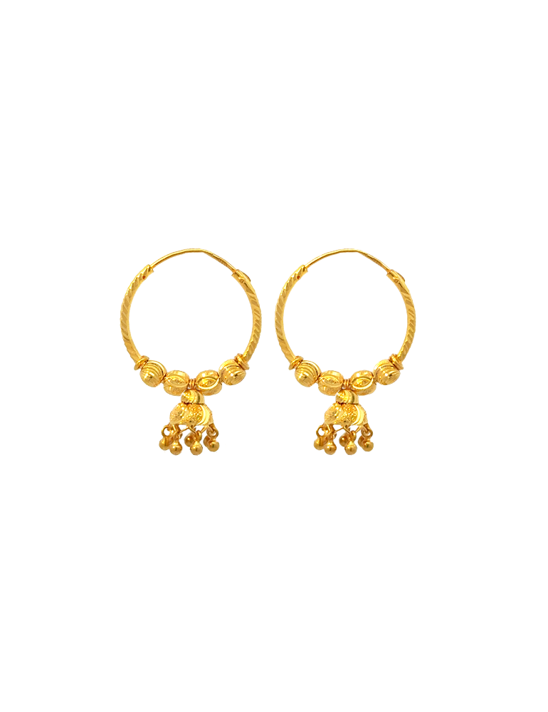 Ethnic Gold Jhumki Bali - 22 Karat