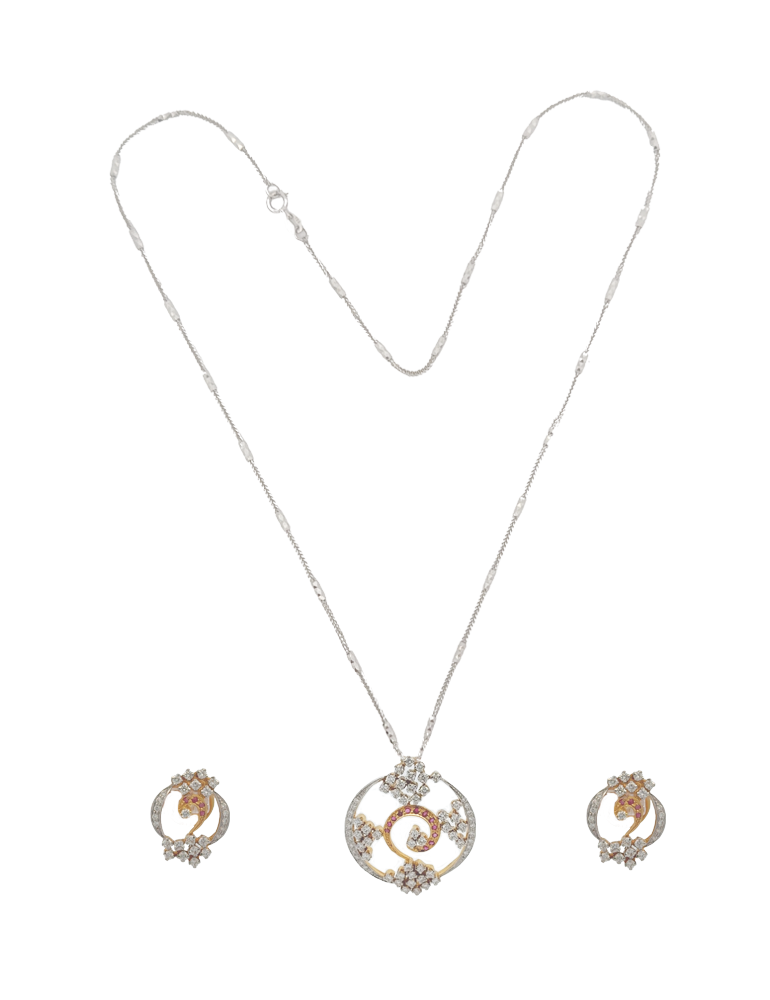 Diamond Pendant Set With Earring 18 Karat