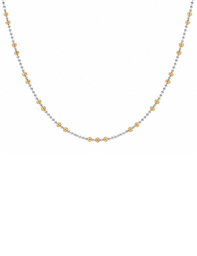 Dual-Tone Beadline Gold Necklace 22 Kt