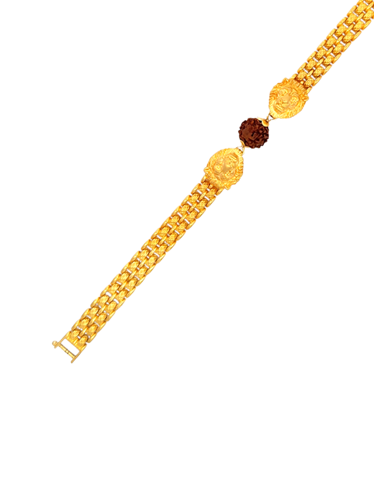 Men’s Gold Bracelet with Rudraksha Accent