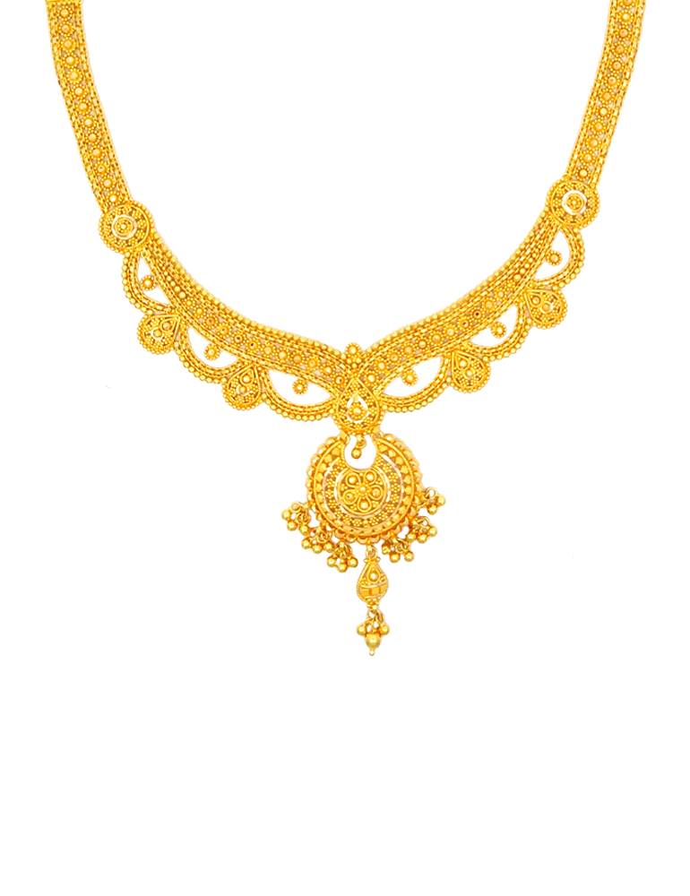 Regal Crescent Necklace Set with Earrings - 22 Karat