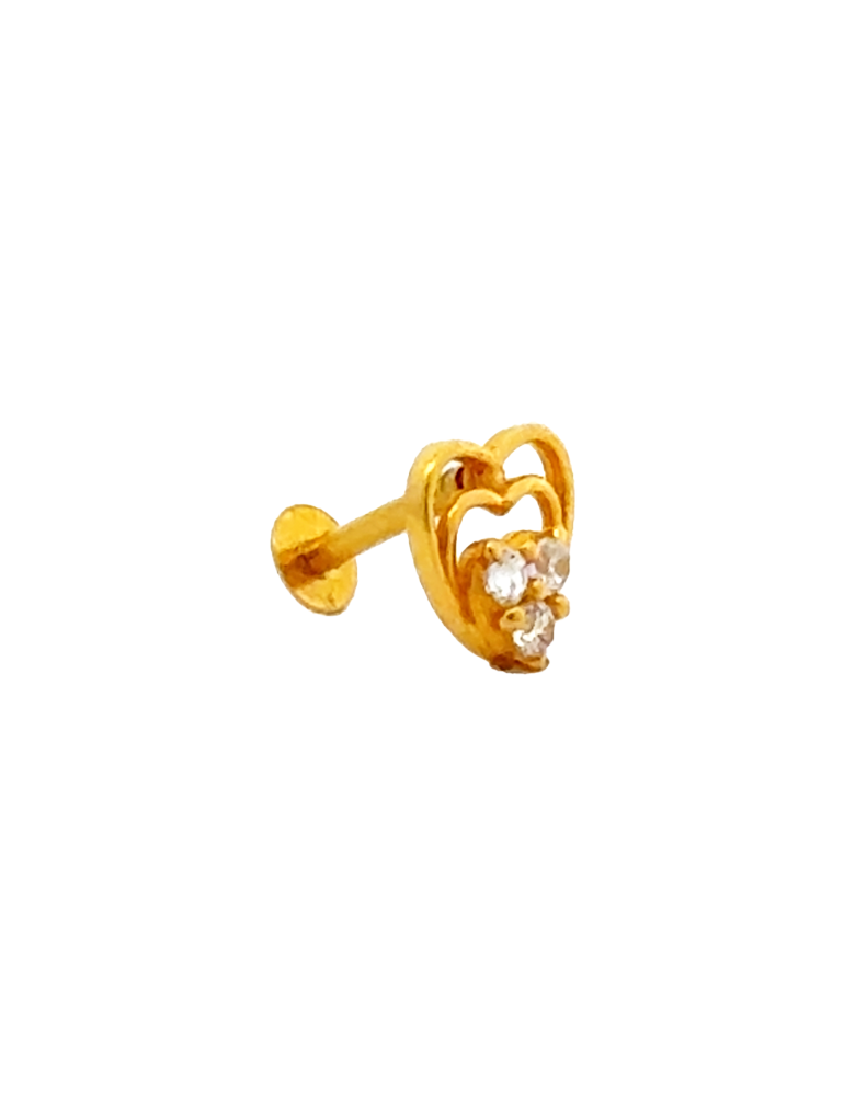 Classic Heart Gold Nose Pin - 22 Karat