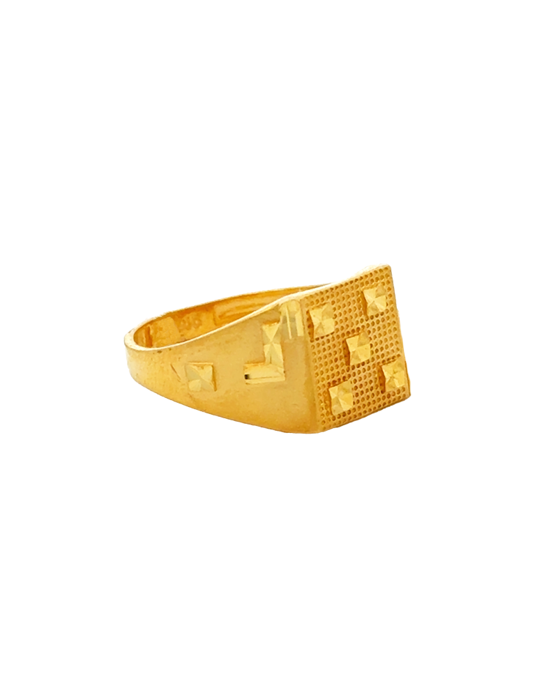 Aarav Square Signet Gold Ring - 22 Karat
