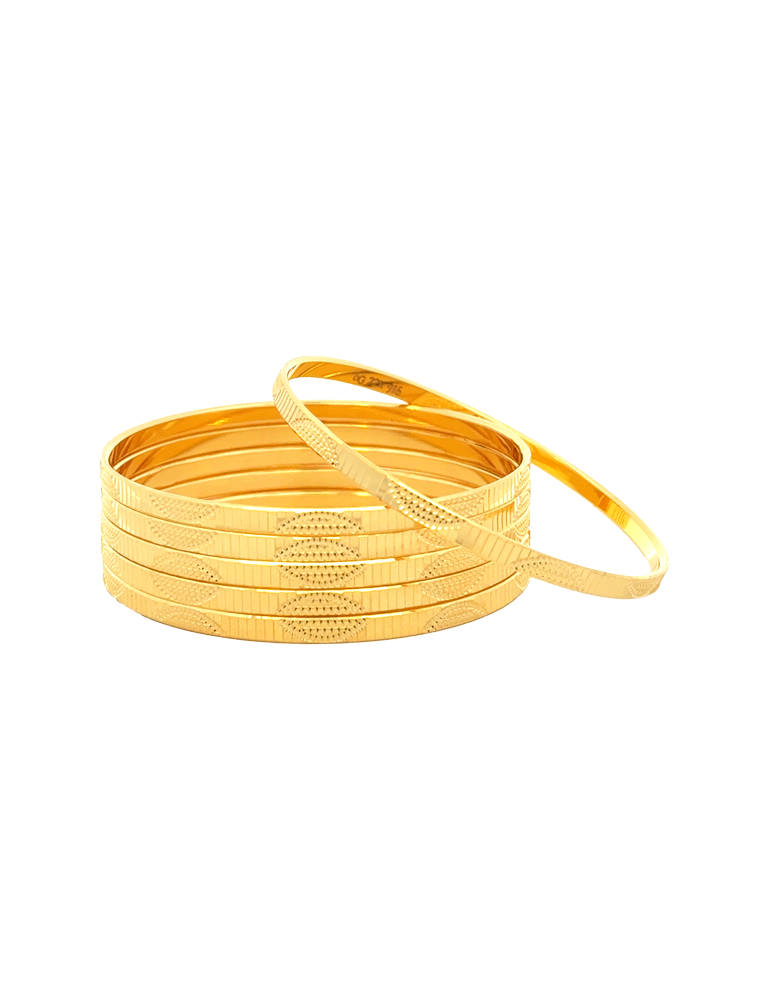 Elora Texture Gold Bangles 22kt - Set of 6