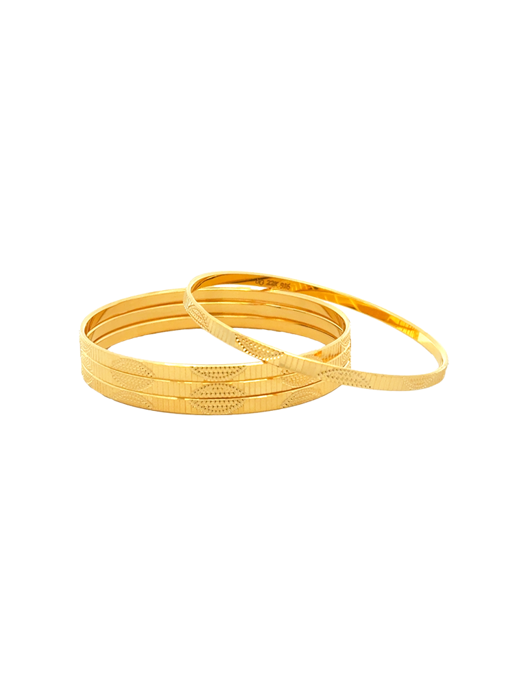 Elora Texture Gold Bangles 22kt - Set of 6