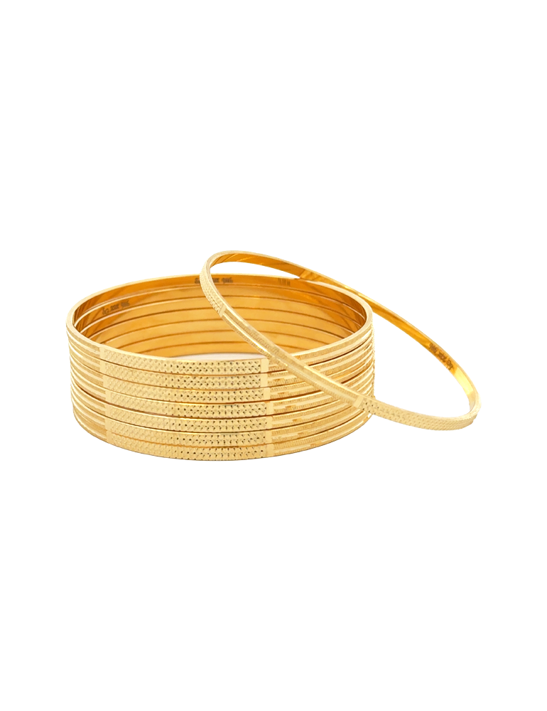 Lustre Line Gold Bangles 22kt - Set of 8
