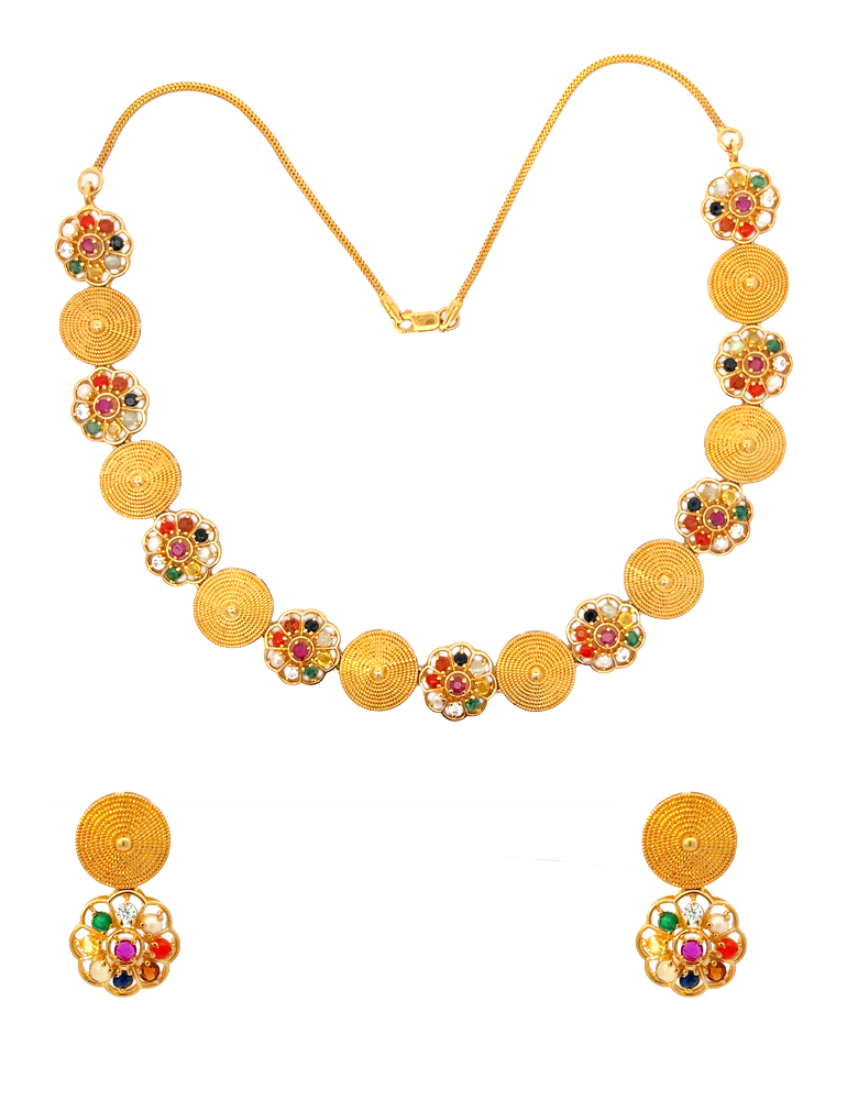 Gold Navarathan Set - 22 Karat