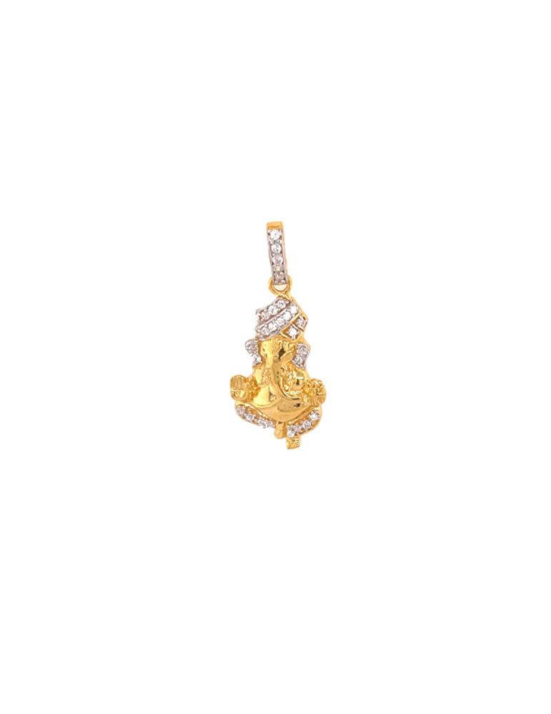 Gold CZ Ganesh Ji Pendant 22 Karat