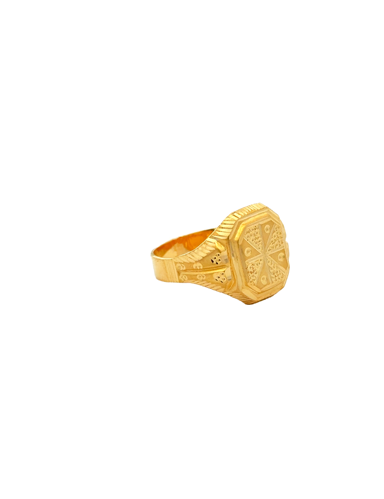 Ashtak Octagon Signet Gold Ring 22 Karat