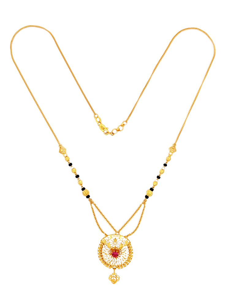 Crimson Bloom Mangalsutra - 22 Karat