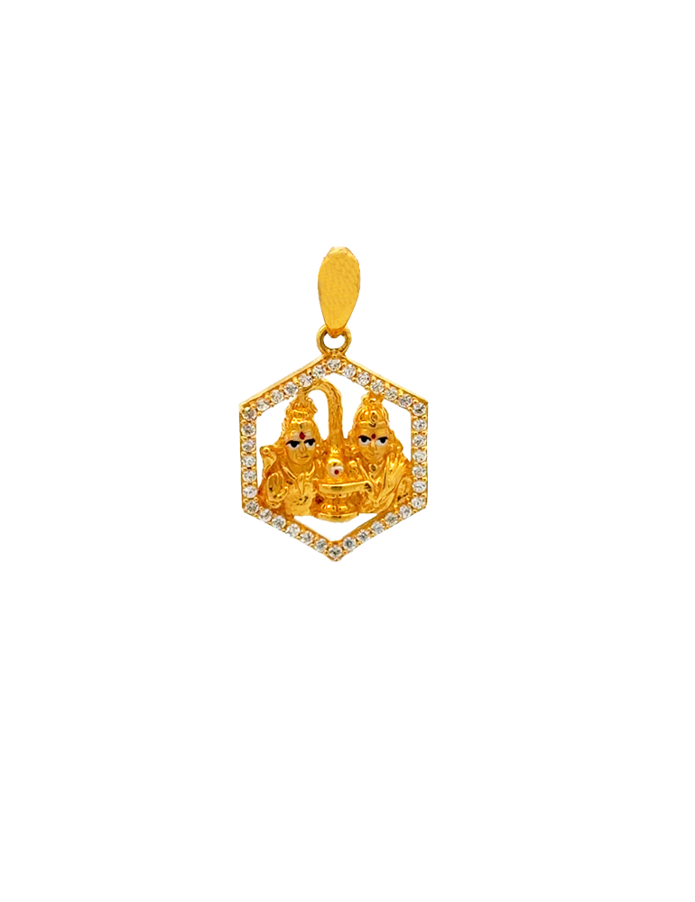 Gold Shivan Parvathi Pendant - 22 Karat